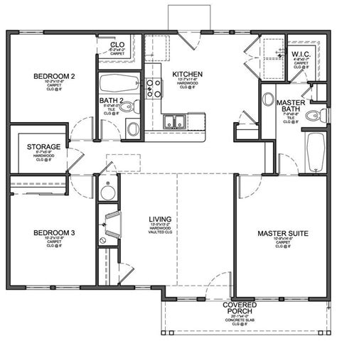 floor plan  small   sf house   bedrooms   small house floor plans house