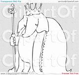 Clip Elephant Outline Coloring King Illustration Vetor Royalty Djart sketch template