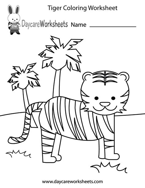 preschool tiger coloring worksheet