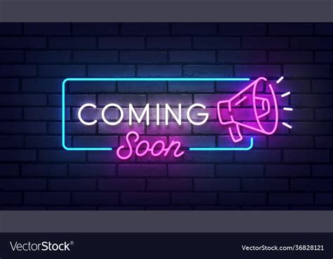 coming  neon sign bright signboard light vector image