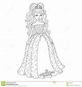 Coloring Princess Book Shining Spangles Gentle Dress Beautiful Illustration Vector Preview sketch template
