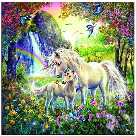 unicorn rainbow diamond painting kit  diamondpaintingkitscom