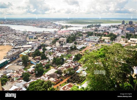 aerial view   city  monrovia liberia    top