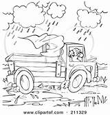 Rain Truck Coloring Outline Clipart Driving Man Illustration Royalty Bannykh Alex Rf Rainy Raining Spring 2021 sketch template