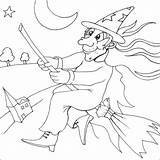Witch Colouring Halloween Coloring Pages Drawing Flying Print Broom Evil Disney Gif Fly sketch template
