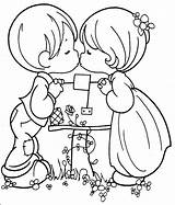 Coloring Pages Precious Moments Kissing Couple Kleurplaat Dibujos Kiss Para Colorear Boy Girl sketch template