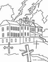 Haunted Castle Coloring Chilling Pages Color Halloween House Hellokids Print Online sketch template