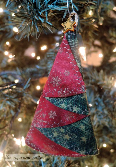 folded fabric christmas tree ornament  inquiring quilter