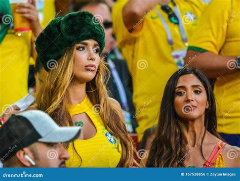beautiful fan girls from brazil during fifa world cup 2018 match serbia