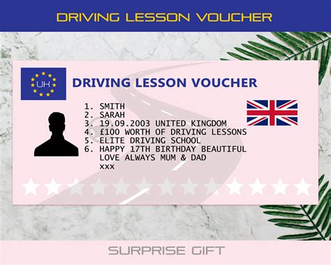 printable driving lesson voucher template