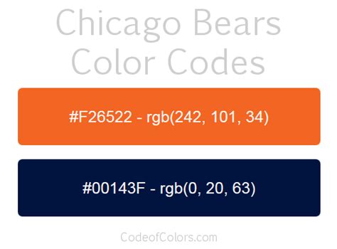 chicago bears colors hex  rgb color codes