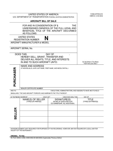 faa bill  sale   form fill   sign printable  template airslate signnow