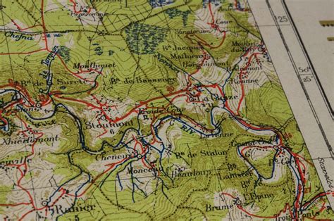 german wartime staff map  ardennes region bastogne la gleize  fjm