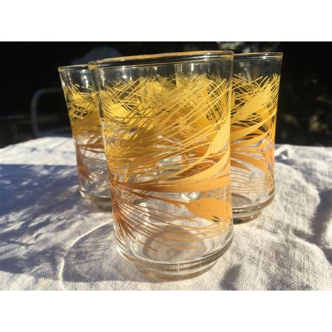 1950s Vintage Wheat Print Juice Glasses Set Of 4 Chairish