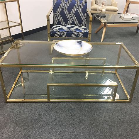 Lucia Gold Glass Multi Shelf Coffee Table Picture Perfect Home