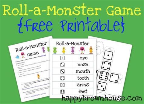 roll  monster game  printable monster games  printables