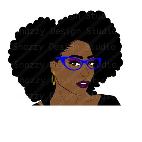 afro hair lady svg natural hair svg with or w out glasses etsy