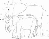 Elephant Dots Connect sketch template