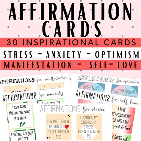 printable affirmation cards positive affirmation cards etsy