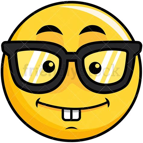 Geeky Yellow Smiley Emoji Cartoon Vector Clipart