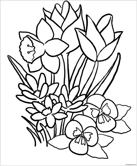 spring flowers  coloring page  coloring pages