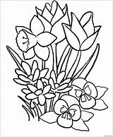 Spring Flowers Pages Coloring Printable Color Nature sketch template