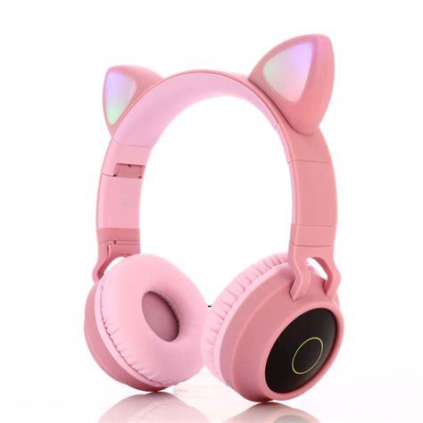 cute cat ear bluetooth  headphones foldable  ear stereo wireless headset headphone  mic