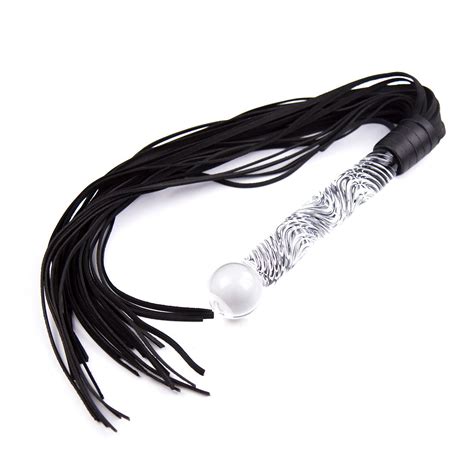 glass handle genuine leather whip bdsm fetish real leather spanking