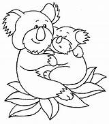 Koala Bear Coloring Hug Baby Her Color sketch template
