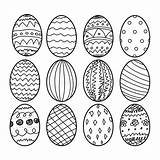 Easter Coloring Eggs Decorative Vector Drawn Elements Pattern Hand Book Preview sketch template