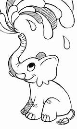 Elephant Water Spraying Drawing Spray Baby Cartoon Small Clipart Getdrawings sketch template