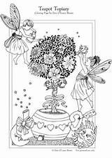 Coloring Topiary Choose Board Pages Teapot sketch template