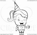 Punch Holding Wearing Little Girl Clipart Cartoon Hat Party Thoman Cory Outlined Coloring Vector 2021 sketch template