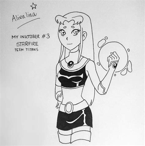 My Inktober 3 Starfire By Alienlina On Deviantart