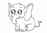 Baby Pages Elephant Coloring Cute Animals Animal Template Drawing Monkey Elephants Color Endangered Printable Printables Cartoon Print Colouring Templates Sheets sketch template