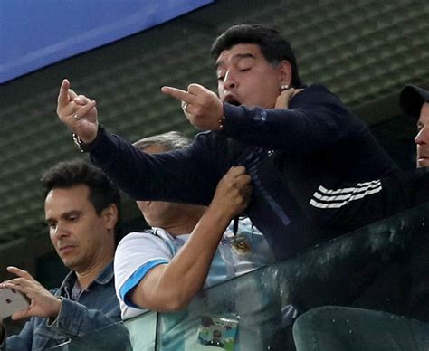 diego maradona swearing argentina legend celebrates marcos rojo winner