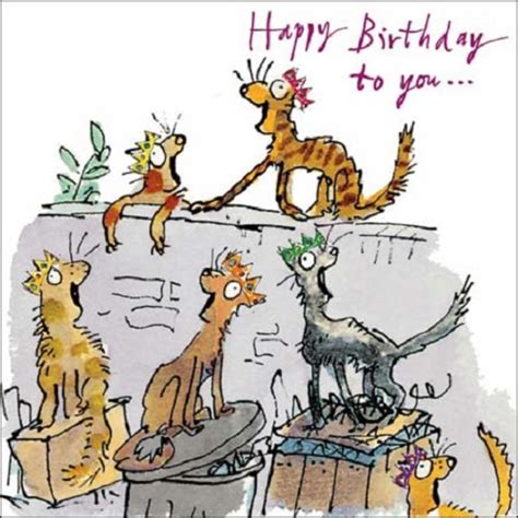 Cats Happy Birthday Quentin Blake Greeting Card Cards Love Kates