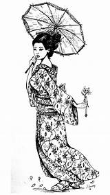Geisha Coloring Pages Japan Adults Japanese Color Tattoo Tatouage Beautiful Justcolor Adult Colouring Dessin Japonaise Japonais Geishas Ideal Kimono Drawing sketch template