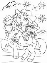 Dora Coloring Pages Explorer Kids Boots Print Horse Printable Colouring Color Friends Diego Adventure Swiper Riding Benny Sheets Christmas Backpack sketch template