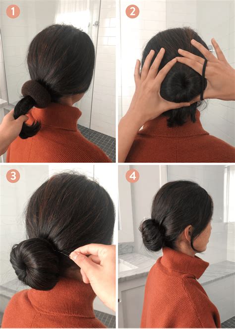 sleek  donut bun  shorter  fine hair