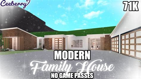 bloxburg modern family house  game pass  speed build youtube