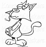 Mouse Cat Clipart Mouth His Critter Guilty Lineart 1481 Toonaday sketch template