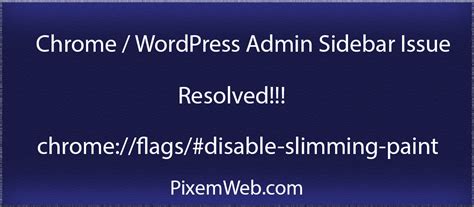 issue  chrome  wordpress admin menu