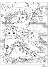 Coloring Mice Tea Party Pages Adult Shoe Having Mouses Three Mouse Them Justcolor Book Printable Cute Animals Sheets sketch template