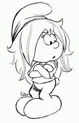 Smurf Smurfette Drawing Smurfs Drawings Line Coloring Getdrawings Popular Library Clipart sketch template