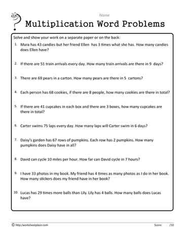 multiplication word problems  grade   learning multiplication
