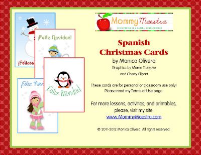 mommy maestra spanish christmas cards printable
