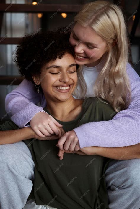Free Photo Lovely Lesbian Couple Being Affectionate At Home