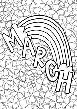 March Coloring Sheet Rainbow Pages Printable Madness Kids sketch template
