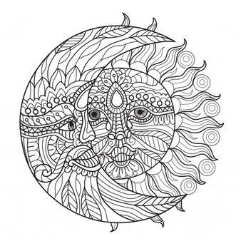 sun  moon coloring pages  adults moon coloring pages detailed